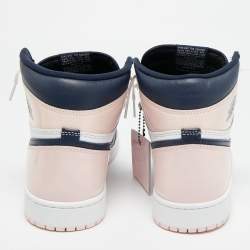 مملوكة مسبقًا حذاء رياضي آير جوردانز جلد جوردان 1 ريترو عنق مرتفع أبيض/موف م�قاس 39