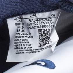 Pre Owned Air Jordan Blue/White Suede And Leather 1 Retro COJP High Top Sneakers Size 38