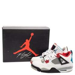 Pre Owned Air Jordan White Leather 4 Retro GS “What the” Sneaker Size 38