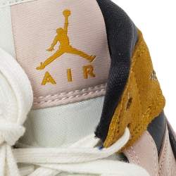 Air Jordans Beige Leather Jordan 1 Mid SE Particle High Top Sneakers Size 38