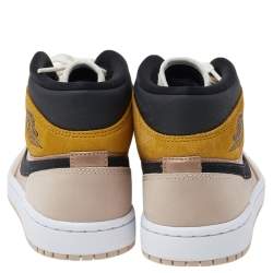 Air Jordans Beige Leather Jordan 1 Mid SE Particle High Top Sneakers Size 38