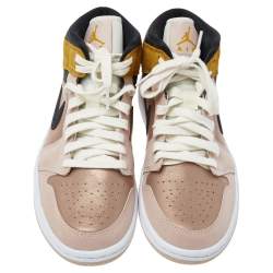 Air Jordans Beige Leather Jordan 1 Mid SE Particle High Top Sneakers Size 38