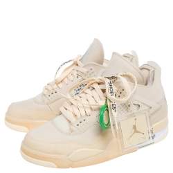 Pre Owned Air Jordan x Off White Beige Nubuck And Rubber 4 Retro Sail Sneakers Size 40