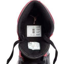 Pre Owned Air Jordan 1 Red/Black Leather Mid Banned Sneakers Size 38