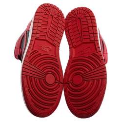 Pre Owned Air Jordan 1 Red/Black Leather Mid Banned Sneakers Size 38