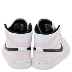 Pre Owned Air Jordan Pink/White Leather Jordan 1 Mid Sneakers Size 36.5