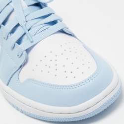 Pre Owned Air Jordan 1 Light Blue/White Leather Ice Blue Low Top Sneakers Size 39