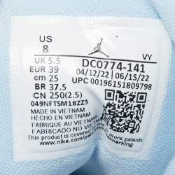 Pre Owned Air Jordan 1 Light Blue/White Leather Ice Blue Low Top Sneakers Size 39