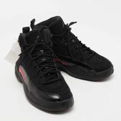 Pre Owned Air Jordan Black Nubuck and Leather 12 Retro High Top Sneakers Size 40