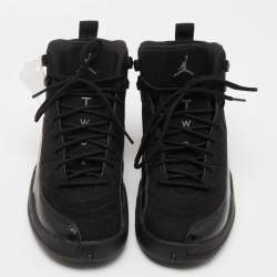 Pre Owned Air Jordan Black Nubuck and Leather 12 Retro High Top Sneakers Size 40
