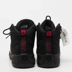 Pre Owned Air Jordan Black Nubuck and Leather 12 Retro High Top Sneakers Size 40