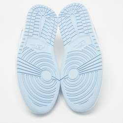 Pre Owned Air Jordans White/Blue Leather Air Jordan 1 Low Top Sneakers Size 39