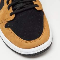 مملوكة مسبقًا Air Jordans Tricolor Nubuck Leather Air Jordan 1 Mid Wheat Sneakers Size 37.5