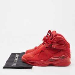 Pre Owned Air Jordans Red Suede Air Jordan 8 Valentine's Day Sneakers Size 36