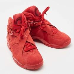 Pre Owned Air Jordans Red Suede Air Jordan 8 Valentine's Day Sneakers Size 36