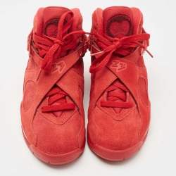 Pre Owned Air Jordans Red Suede Air Jordan 8 Valentine's Day Sneakers Size 36