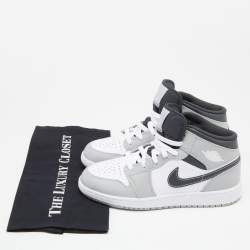 Air Jordans Grey Leather Air Jordan 1 High Top Sneakers Size 39