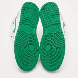 Pre Owned Air Jordans Grey/White Leather and Suede Air Jordan 1 High Top Sneakers Size 37.5