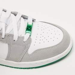 Pre Owned Air Jordans Grey/White Leather and Suede Air Jordan 1 High Top Sneakers Size 37.5