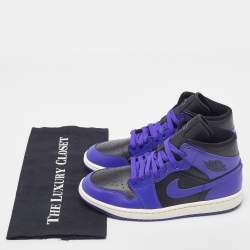 Air Jordans Purple/Black Leather Air Jordan 1 Mid Sneakers Size 39