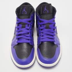 Air Jordans Purple/Black Leather Air Jordan 1 Mid Sneakers Size 39