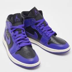 Air Jordans Purple/Black Leather Air Jordan 1 Mid Sneakers Size 39