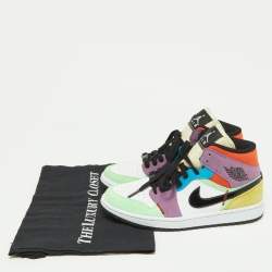Air Jordan Multicolor Leather and Suede Jordan 1 Mid SE Lightblub Sneakers Size 38