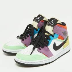 Air Jordan Multicolor Leather and Suede Jordan 1 Mid SE Lightblub Sneakers Size 38