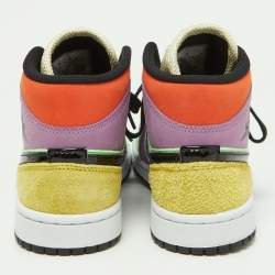 Air Jordan Multicolor Leather and Suede Jordan 1 Mid SE Lightblub Sneakers Size 38