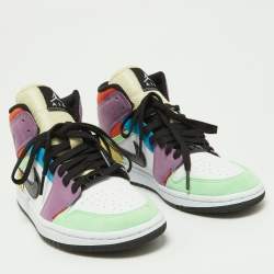 Air Jordan Multicolor Leather and Suede Jordan 1 Mid SE Lightblub Sneakers Size 38