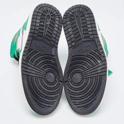 Pre Owned Air Jordan Green/White Leather Jordan 1 Retro High Lucky Green Sneakers Size 38