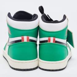 Pre Owned Air Jordan Green/White Leather Jordan 1 Retro High Lucky Green Sneakers Size 38