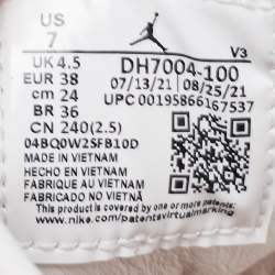 Pre Owned Air Jordans Grey/White Leather Elevate Air Jordan 1 Low Top Sneakers Size 38