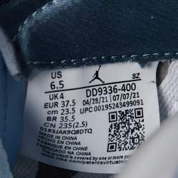 Pre Owned Air Jordans Ice Blue/Graphite Suede And Leather Jordan 5 Retro High Top Sneakers Size 37.5