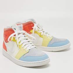Air Jordan Multicolor Leather and Suede Jordan 1 Mid To My First Coach Sneakers Size 44