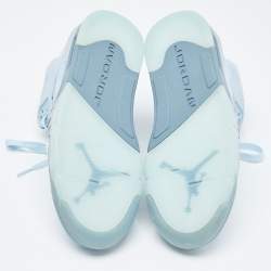 Pre Owned Air Jordans Blue Suede Air Jordan 1 High Top Sneakers Size 38