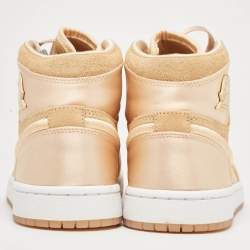 Pre Owned Air Jordans Peach Satin Jordan 1 Retro High Season of Her Ice Peach Sneakers Size 37.5