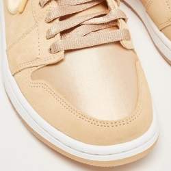 Pre Owned Air Jordans Peach Satin Jordan 1 Retro High Season of Her Ice Peach Sneakers Size 37.5