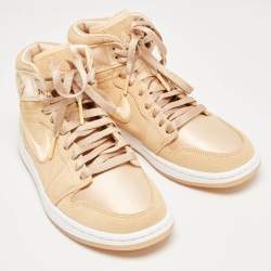 Pre Owned Air Jordans Peach Satin Jordan 1 Retro High Season of Her Ice Peach Sneakers Size 37.5