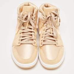 Pre Owned Air Jordans Peach Satin Jordan 1 Retro High Season of Her Ice Peach Sneakers Size 37.5