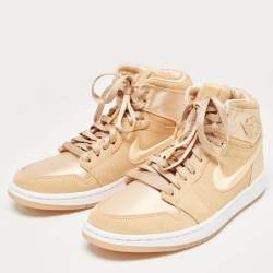 Pre Owned Air Jordans Peach Satin Jordan 1 Retro High Season of Her Ice Peach Sneakers Size 37.5