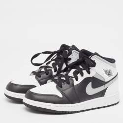 Pre Owned Air Jordans White/Black Leather Air Jordan 1 Shadow Sneakers Size 37.5