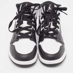 Pre Owned Air Jordans White/Black Leather Air Jordan 1 Shadow Sneakers Size 37.5