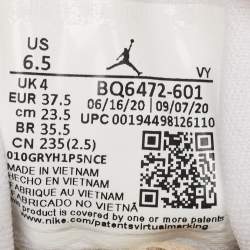 Pre Owned Air Jordans Red/White Leather Air Jordan 1 Mid Gy, Red White Sneakers Size 37.5