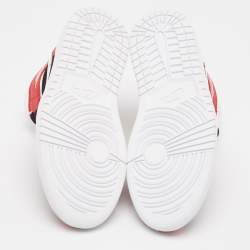 Pre Owned Air Jordans Red/White Leather Air Jordan 1 Mid Gy, Red White Sneakers Size 37.5