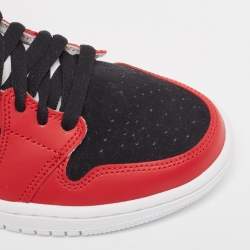 Pre Owned Air Jordans Red/White Leather Air Jordan 1 Mid Gy, Red White Sneakers Size 37.5