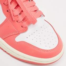 Pre Owned Air Jordans Pink/White Leather Jordan 1 Mid Strawberries and Cream Sneakers Size 36