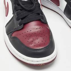 Pre Owned Air Jordans Multicolor Leather Jordan 1 Mid SE Black Dark Beetroot Sneakers Size 38.5