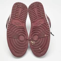 Pre Owned Air Jordans Multicolor Leather Jordan 1 Mid SE Black Dark Beetroot Sneakers Size 38.5