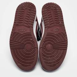 Pre Owned Air Jordans Multicolor Leather Jordan 1 Mid SE Black Dark Beetroot Sneakers Size 38